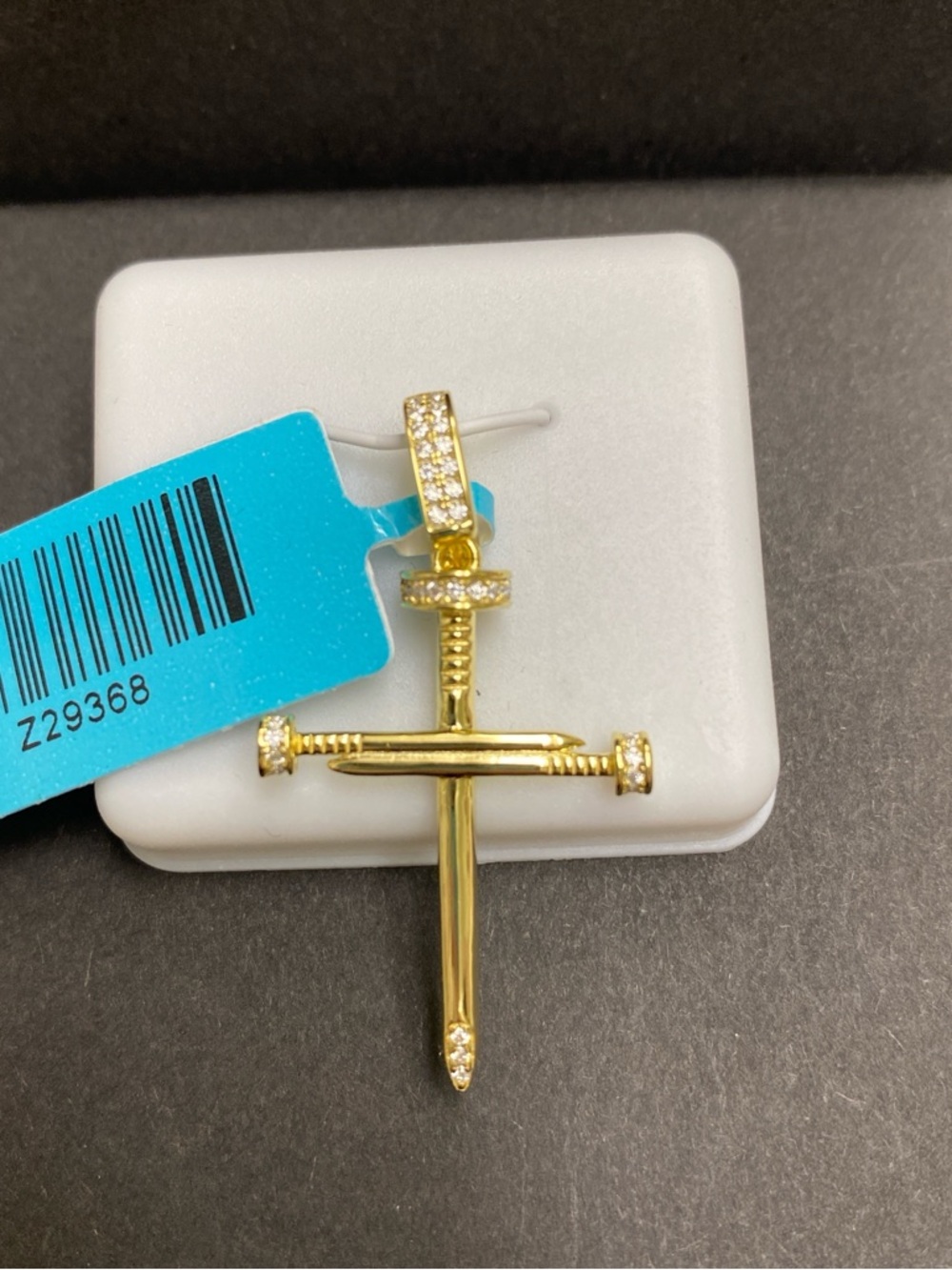 Nail Cross Pendant - Gold over Silver